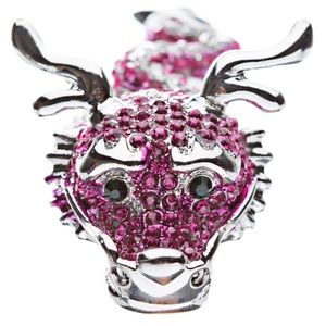 Dragon Fuchsia Pink Rhinestone Fashion Ring